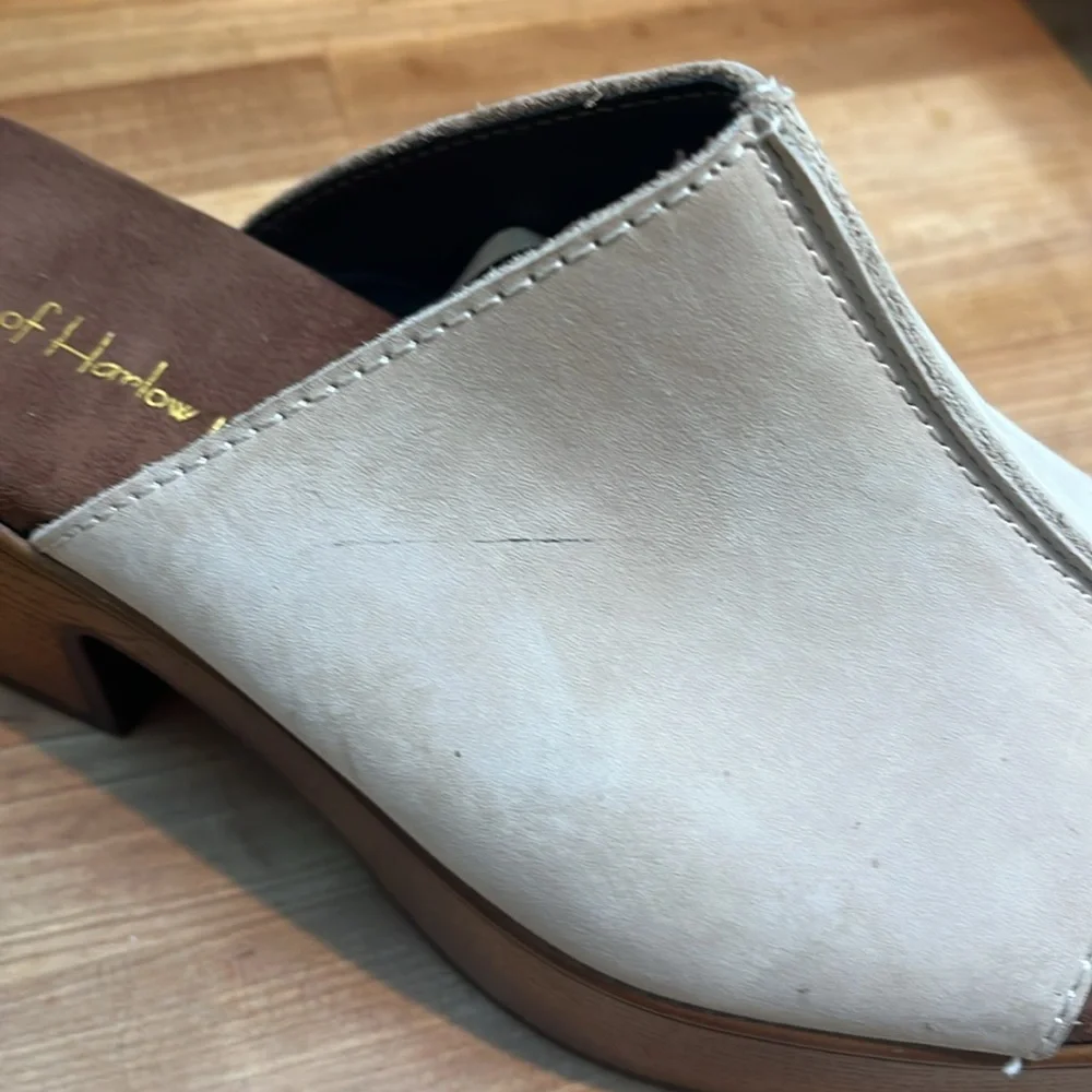 House of Harlow 1960 Griffin Ivory Leather Chunky Platform Brown Slide Sandals - Picture 3 of 14